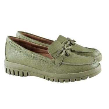 Imagem de Usaflex Mocassim Feminino, Verde Militar, Plataforma Tratorada, Estilo Loafer (Verde Militar, BR, Adulto, Numérico, 35)