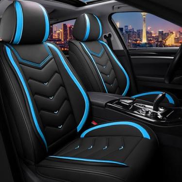 Imagem de CTDS Capas Para Bancos De Carro Honda Civic 2000-2025, Capa Esportiva Estilosa, Couro Napa Premium. Conjuntos Automotivos. (Padrão 2 Assentos/Preto Azul)