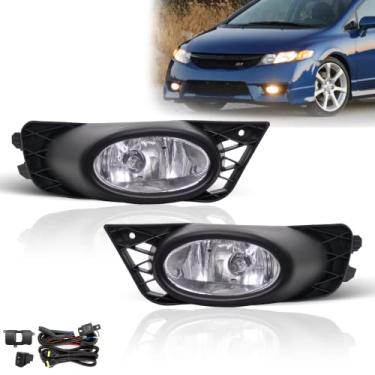 Imagem de SPIEGEER Conjunto de faróis de neblina para Honda Civic Sedan 2009 2010 2011 Kit de substituição com fiação e interruptor lâmpadas de halogêneo H11 12V 55W