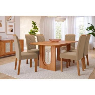 Imagem de Sala de Jantar Completa Valentina Tampo Madeirado 180x90cm e 6 Cadeira