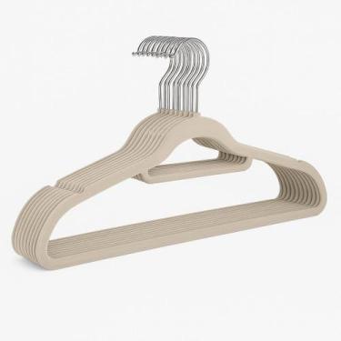 Imagem de Kit 10 Cabides Adulto Veludo Antideslizante Slim Organizador Guarda Ro