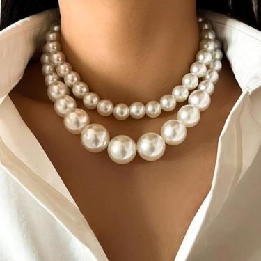 Imagem de Conjunto de Gargantilhas com Imitação de Pérolas - Elegante para Casam