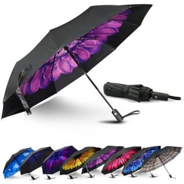 Imagem de Guarda-chuva LLANxiry Windproof Travel 10 Ribs Automatic Purple
