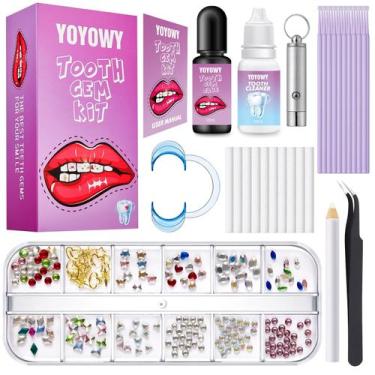 Imagem de Kit de gemas dentárias YOYOWY Teeth Jewelry com cola e luz UV