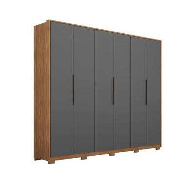 Imagem de Roupeiro de Casal Izabella c/ Pés c/ 6 Portas Amêndola/Grafito - Bela 