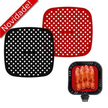 Imagem de Forro Protetor Quadrado Para Air Fryer Fritadeira De Silicone Tapete G