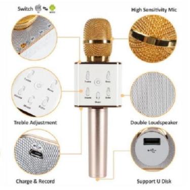 Imagem de Microfone Bluetooth Karaoke The Voice Portatil Sem Fio Caixa Som Auto 