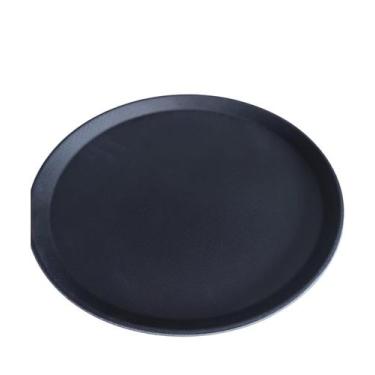 Imagem de Bandeja garçom para servir antiderrapante 35cm redonda preta - CHEF LI