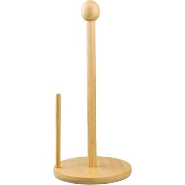Imagem de Suporte Porta Papel Toalha em Bambu Premium Sustentável – Utensílio Moderno e Funcional para Bancadas e Decoração de Cozinha