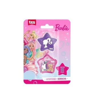 Imagem de Apontador Com Depósito e Borracha Barbie kit 2 peças - Tris