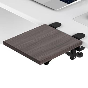 Imagem de Sisyphy Bandeja extensora de mesa ergonômica, braçadeira sem perfuração de 24 x 23 cm, bandeja dobrável para gaveta de teclado, suporte de descanso de pulso para braço de mesa, suporte de braço de