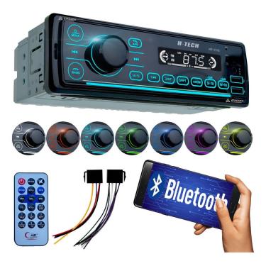 Imagem de Rádio Som Automotivo Mp3 C/ Bluetooth 2 Usb Aux Rgb 7 Cores