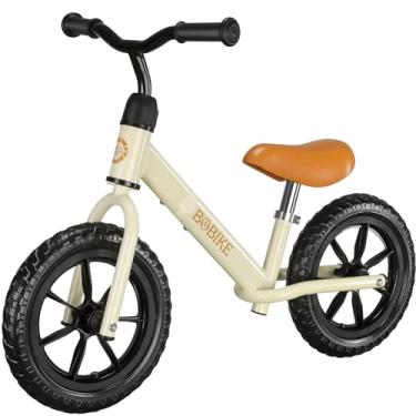 Imagem de Bobike Brinquedos de bicicleta de equilíbrio para crianças de 2 a 5 anos de idade, assento ajustável e guidão, bicicleta de treinamento sem pedal, melhores presentes para crianças (branco)