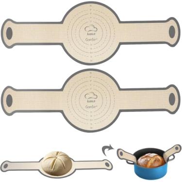 Imagem de Gonsir Eslinga de silicone para pão, 2 peças de estilingue de silicone com alças mais longas, antiaderente e fácil de limpar tapete de forno holandês para transferir massa fermentada facilmente