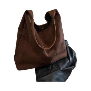 Imagem de Bolsa De Ombro Grande Em Camurça Para Mulheres, Estilo Retro Vintage, 