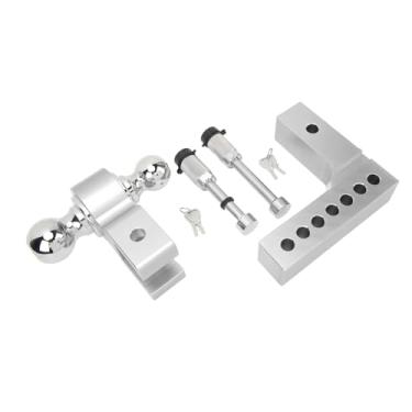 Imagem de Cryfokt Montagem Bola de Engate, Longa Durabilidade do Reboque Ajustável Kit de Hitch Resistente Aço Inoxidável para 2 Polegadas de Caminhão Pesado GTW Receptor de Gancho de Tração (Prata