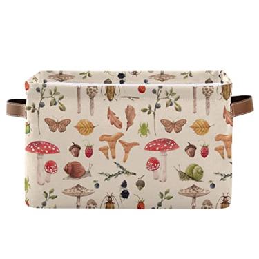 Imagem de Cesto de armazenamento retangular de cogumelo, caixa de armazenamento dobrável para berçário, livros, cestas à prova d'água para prateleiras de armário e decoração de quarto