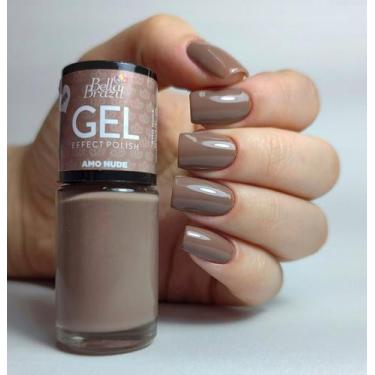 Imagem de Esmalte Efeito Gel Amo Nude Bella Brazil 9ml  Brilho e Longa Duração