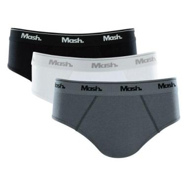 Imagem de Kit com 3 cueca slip msh 010.04 - MASH, Branco, Preto, GG