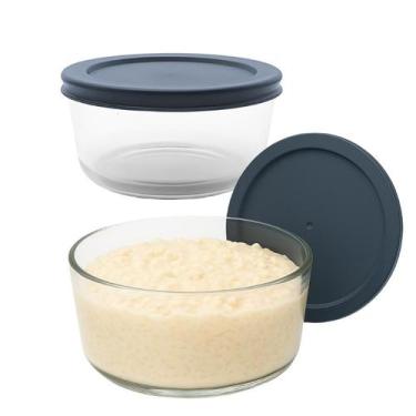 Imagem de Pote De Vidro Hermético Redondo Com Tampa Marmita Forno Microondas 165