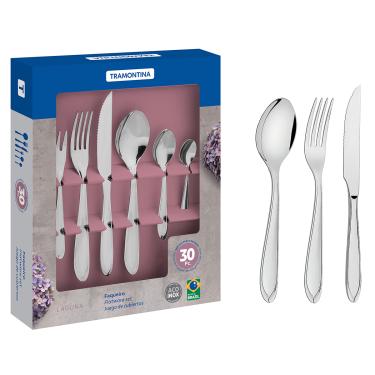 Imagem de Faqueiro Laguna com Facas para Churrasco Aço Inox 30 Peças - Tramontina 66906/454
