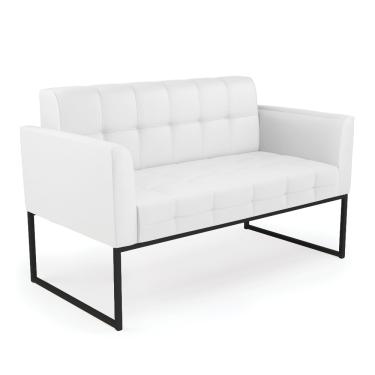 Imagem de Sofá Namoradeira Elisa Corino Branco Base Metálica Industrial Preto D03 - D'Rossi