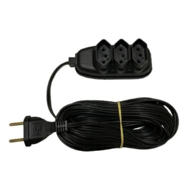 Imagem de Extensão Elétrica 2 Metros 3 Saídas Bivolt Tripolar Preto