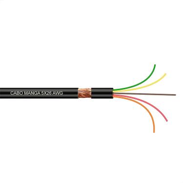 Imagem de Cabo Manga 5x26 AWG - com Blindagem Preto - 50 Metros