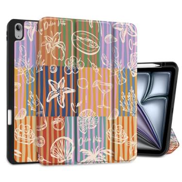 Imagem de DONGKE Capa para iPad Air de 13 polegadas M3 2025, M2 2024 - [Suporte de lápis embutido] Capa protetora à prova de choque com suporte traseiro de TPU macio para hibernar/despertar automático - férias