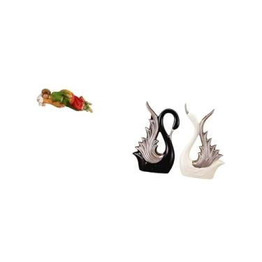 Imagem de Fenteer Escultura de Resina de José Jesus E Estatuetas de Cisne de Cerâmica, Decoração de Mesa para Prateleira de Mesa, Escritório, Carro, Coleção de Aniversá