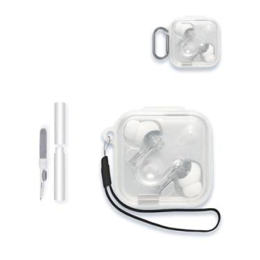 Imagem de Capa para fones de ouvido Nothing Ear (3) fones de ouvido, capa protetora de TPU macio transparente com chaveiro e kit de limpeza para mulheres e homens à prova de choque, transparente