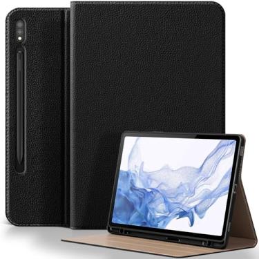 Imagem de XFYKJIN Capa protetora de couro de microfibra premium para Samsung Galaxy Tab S7/S8 de 11 polegadas com suporte para S Pen 2020/2022 (SM-X700/X706/T870/T875/T876), capa protetora de couro de