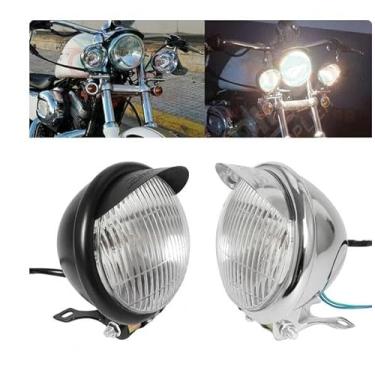 Imagem de BADASS SHARKS 5,5" Farol de motocicleta Farol para Cruiser Chopper Cafe Racer Bobber Custom Black Street Fighter