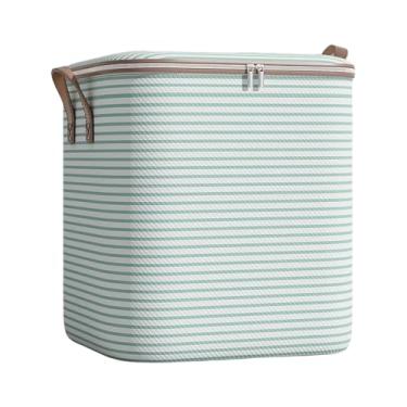 Imagem de AFXGUSD Bolsa para Guardar Roupas, Recipiente Organizador de 100L, Caixa de Mudança para Edredons, Cobertores, Roupas de Cama, Suéteres E Materiais Escolares, Faixa Verde, Tamanho real