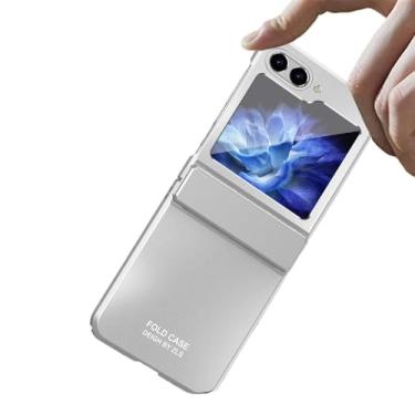 Imagem de Para samsung flip5 capa protetora anti-queda para samsung galaxy z flip 5 5g flip5 zflip5 capa funda com dobradiça, prateada, para samsung z flip 5