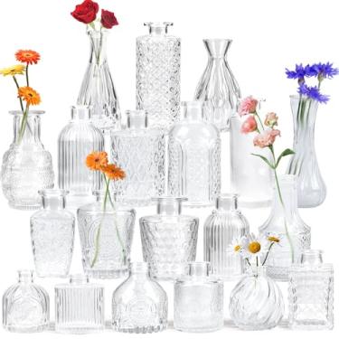 Imagem de Yirilan Conjunto de 32 vasos Bud Vases, pequenos vasos de flores para centros de mesa, mini vasos para flores de haste única, vasos de vidro para centros de mesa, decoração de casamento e casa