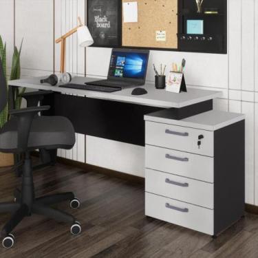 Imagem de Escrivaninha Mesa Escritório Extensível 150cm 4 Gavetas Multimóveis Cr