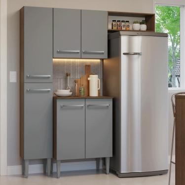 Imagem de Armário De Cozinha Compacta 156 Cm Emilly Madesa 03 Rustic/cinza