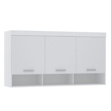 Imagem de Armário Aéreo Maleiro Modulado 165cm 3 Portas Alpes Luciane Móveis Branco Pf Com Branco Pf