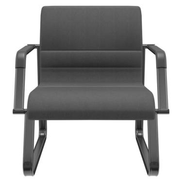 Imagem de Cadeira De Escritório Recepção Com Braço Fixa Preta Lev P03 Crepe Preto - Lyam Decor