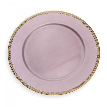 Imagem de Sousplat De Plástico Rosa E Dourado 33Cm
