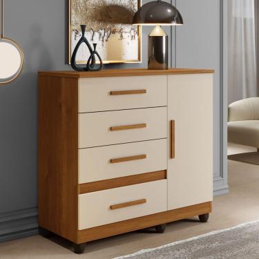 Imagem de Cômoda Florença 1 Porta 4 Gavetas Benetil Cor:cinamomo/off