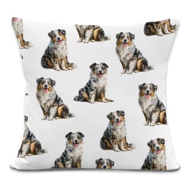 Imagem de Yorhifa Capas de almofada para cães pastor australiano 45,7 x 45,7 cm, presentes decorativos para donos de cães, presentes de pastor australiano, capas de almofada para sofá, decoração de quarto de