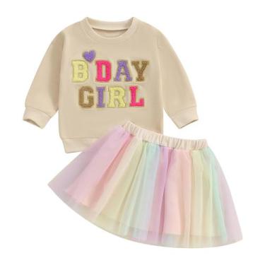 Imagem de Roupa de aniversário Amnnchya Toddler Girl, conjunto de moletom e saia