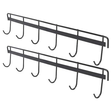 Imagem de Cabide montado na parede, suporte à prova de 6 ganchos para economizar espaço, instalação simples e fácil para banheiro e sala de estar (6 ganchos 2 pretos)