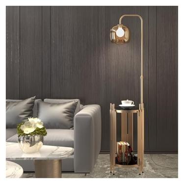 Imagem de Luminária de chão Candeeiro de pé com prateleira, candeeiro cabeceira funcional mesa mármore, candeeiros para quarto, sala estar ou escritório