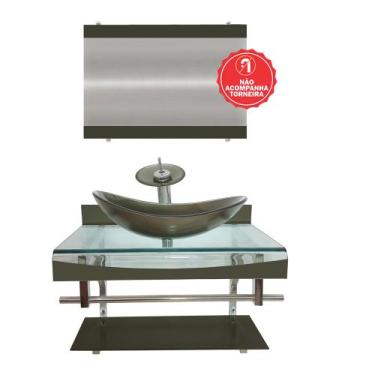 Imagem de Gabinete de Vidro 90cm para banheiro Luxemburgo - EKASA, Ouro Envelhec