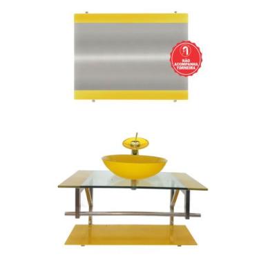 Imagem de Gabinete de Vidro 80cm para Banheiro Noruega - EKASA, Amarelo