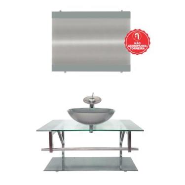 Imagem de Gabinete de Vidro 80cm para Banheiro Noruega - EKASA, Prata