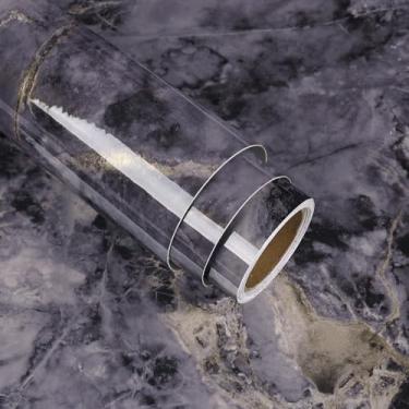 Imagem de VaryStyle Papel de contato de mármore dourado roxo brilhante para bancadas, descasque e cole à prova d'água, removível, papel de parede de mármore grosso, capas de balcão para cozinha, banheiro, mesa